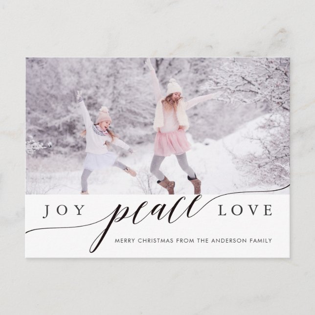 Postal Festiva Joy Peace Love Navidades Holiday Photo (Anverso)