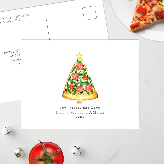 Postal Festiva Joy Pizza Love Christmas Tree (Subido por el creador)