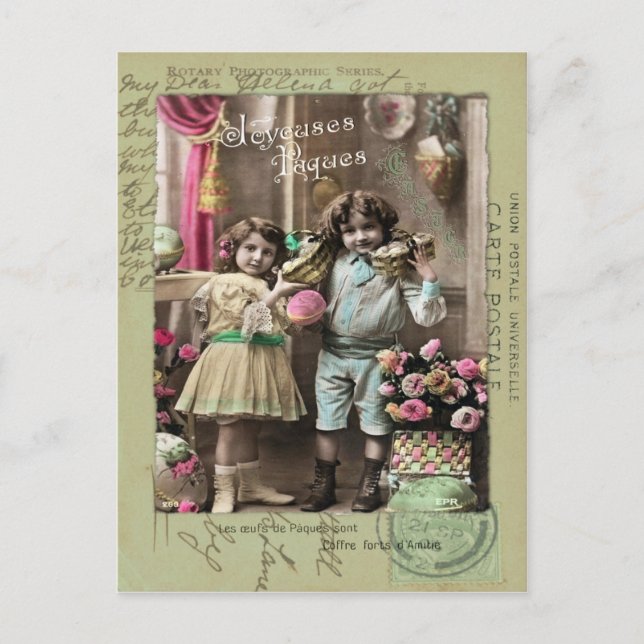 Postal Festiva Joyeuses Pâques Pascua (Anverso)