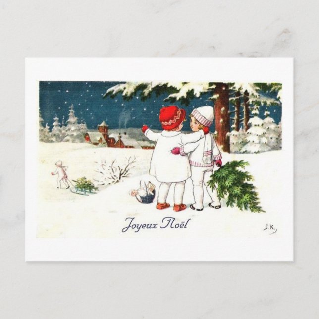 Postal Festiva Joyeux Noel Children Xmas Card (Anverso)