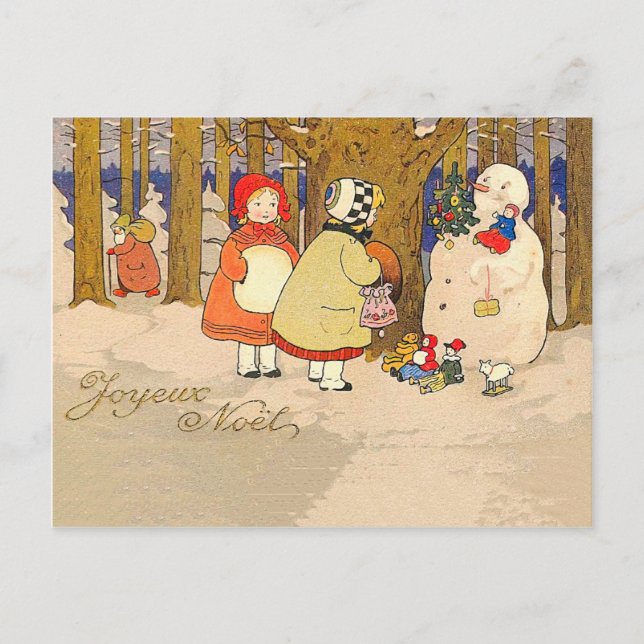 Postal Festiva Joyeux Noel Vintage Christmas (Anverso)