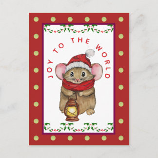 Postal Festiva Joyful Christmas mouse greeting card
