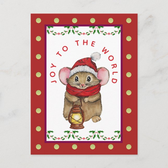 Postal Festiva Joyful Christmas mouse greeting card (Anverso)