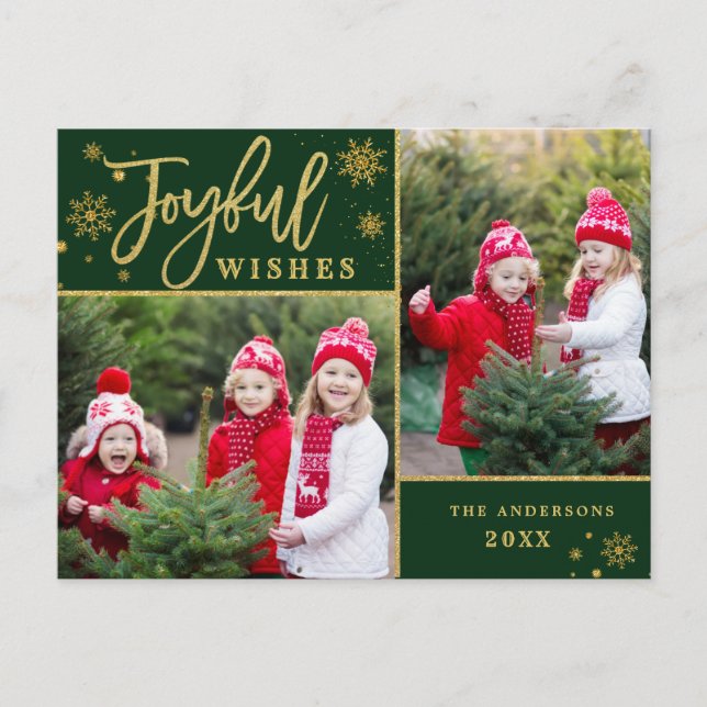 Postal Festiva Joyful Gold Frame Moderno Script 2 FOTO (Anverso)