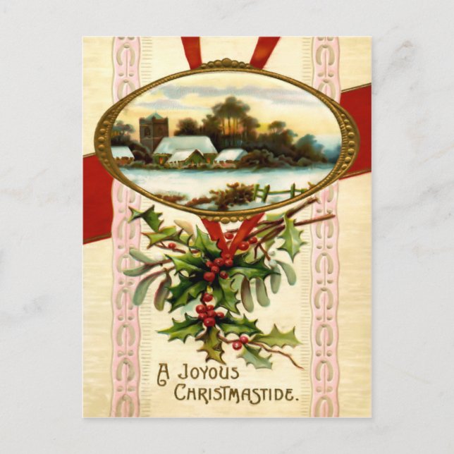 Postal Festiva Joyous Christmastide Postcard (Anverso)