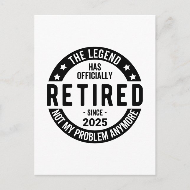 Postal Festiva Jubilado 2025 Ya no es mi problema - Jubilación (Anverso)