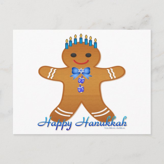 Postal Festiva Judaica Hanukkah Gingerbread Man Menorah (Anverso)