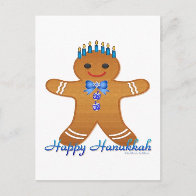 Postal Festiva Judaica Hanukkah Gingerbread Man Menorah (Anverso)