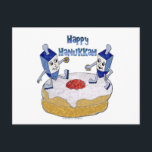 Postal Festiva Judaica Happy Hanukkah Dancing Dreidels Doughnut<br><div class="desc">Está viendo la colección Lee Hiller Designs of Home and Office Decor, Apparel, Gifts and Collectibles. Los diseños incluyen la fotografía Lee Hiller y la colección de arte digital de medios mixtos. Puedes ver su fotografía de la naturaleza en http://HikeOurPlanet.com/ y seguir su blog de senderismo dentro del Parque Nacional...</div>