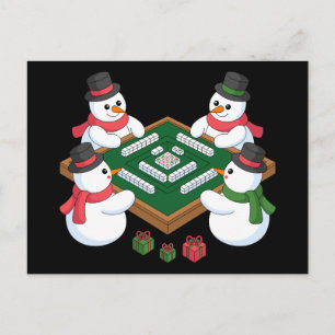 Postal Festiva Juego de Mahjong de hombre de nieve de Navidad, me