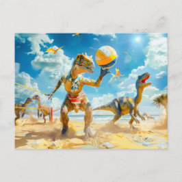 Postal Festiva Juego de voleibol de playa Dinosaur
