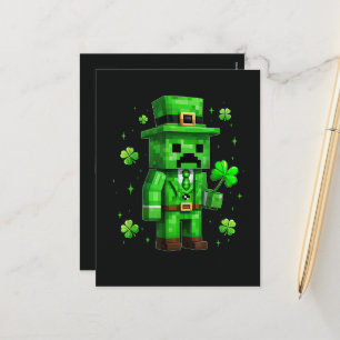 Postal Festiva Juego divertido del día de San Patricio con duende