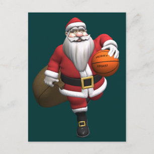 Postal Festiva Jugador de Baloncesto de Santa Claus