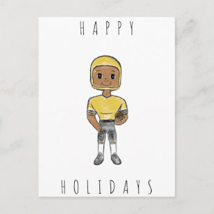 Postal Festiva jugador de fútbol retro vintage amarillo negro sim