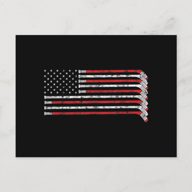 Postal Festiva Jugador de hockey con bandera de EE.UU. (Anverso)