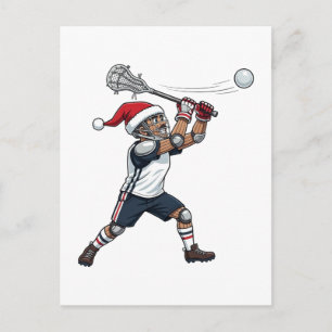 Postal Festiva Jugador de Lacrosse Cascanueces Vacaciones Deporte