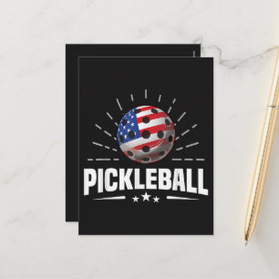 Postal Festiva Jugador de Pickleball de la Bandera Estadounidense