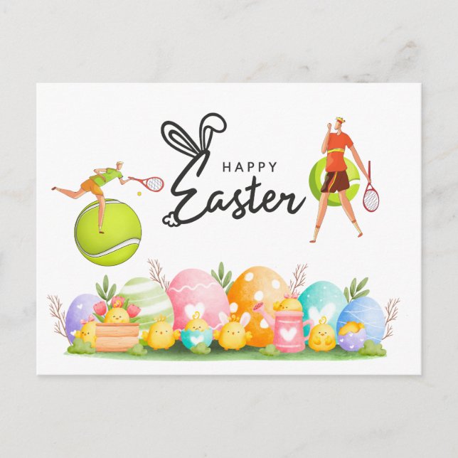 Postal Festiva Jugador de tenis en temporada alta (Anverso)