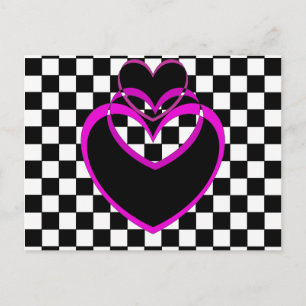 Postal Festiva Jugador Popart Heart Purple Hearts Valentines