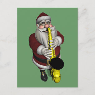 Postal Festiva Jugador saxofón de Santa Claus