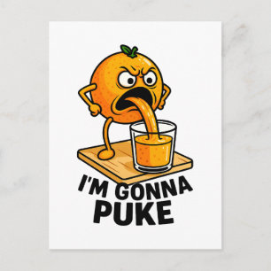 Postal Festiva Jugo Naranja gracioso de la fruta de Kawaii