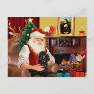 Postal Festiva Juguete negro de Santa/Min. Caniche