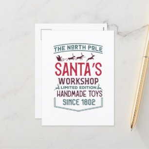 Postal Festiva Juguetes hechos a mano en el Polo Norte