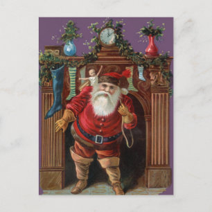 Postal Festiva Juguetes vintage de Santa Entreging