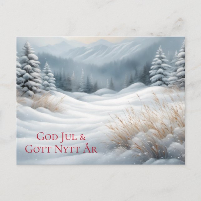Postal Festiva Julkort - Vackert vinterlandskap med snö (Anverso)