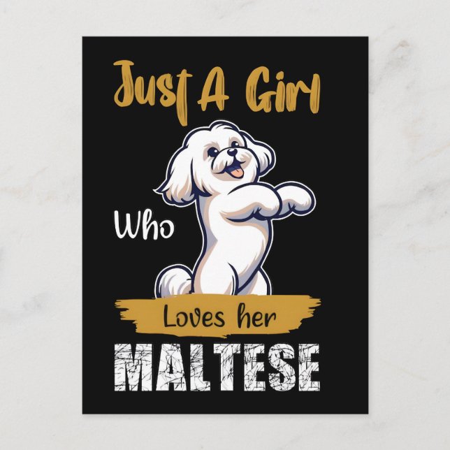 Postal Festiva Just a girl who loves her maltese typography 2026 (Anverso)