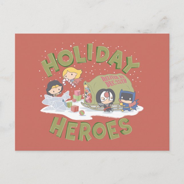 Postal Festiva Justice League Chibi Delivering Presents (Anverso)