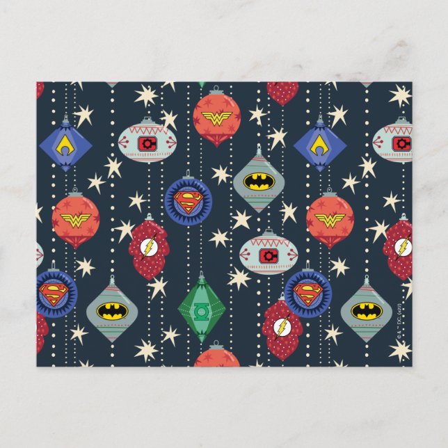 Postal Festiva Justice League Holiday Bauble Pattern (Anverso)