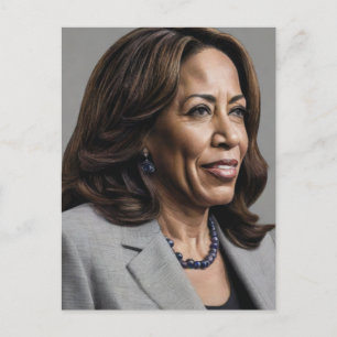 Postal Festiva Kamala Harris 2024 mi presidente es negro y femeni