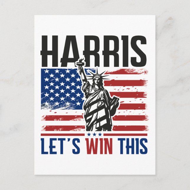 Postal Festiva Kamala Harris 2024 mi presidente es negro y femeni (Anverso)