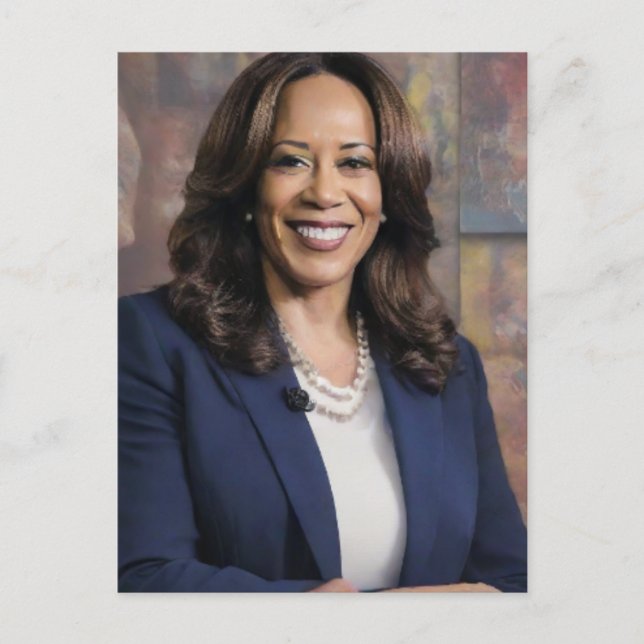 Postal Festiva Kamala Harris 2024 mi presidente es negro y femeni (Anverso)