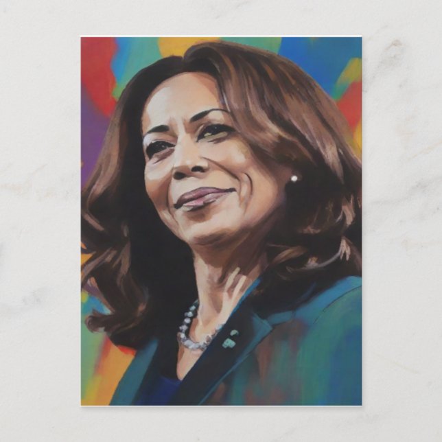 Postal Festiva Kamala Harris 2024 mi presidente es negro y femeni (Anverso)