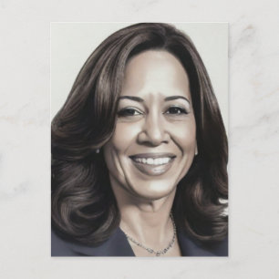 Postal Festiva Kamala Harris 2024 mi presidente es negro y femeni