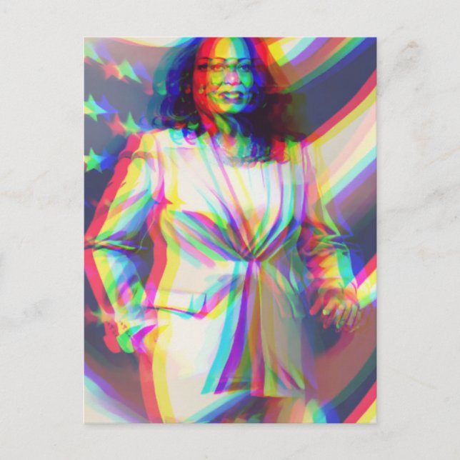 Postal Festiva Kamala Harris 2024 mi presidente es negro y femeni (Anverso)