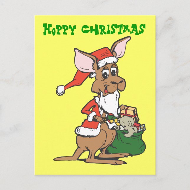 Postal Festiva Kangaroo Santa, Navidades amapostados (Anverso)