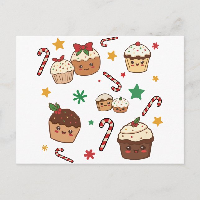 Postal Festiva Kawaii Christmas Muffins (Anverso)