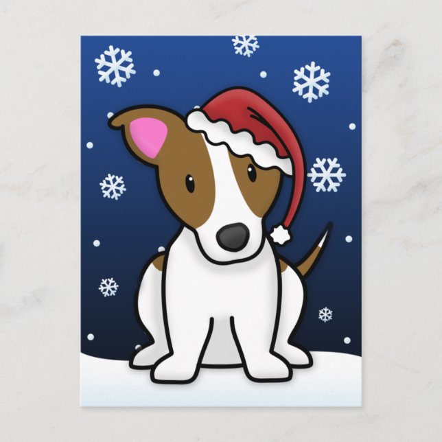 Postal Festiva Kawaii Jack Russell Terrier Christmas Postcard (Anverso)