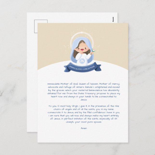 Postal Festiva Kawaii Virgin Mary Prayer (Anverso / Reverso)