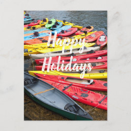 Postal Festiva Kayaks coloridos, Felices Fiestas