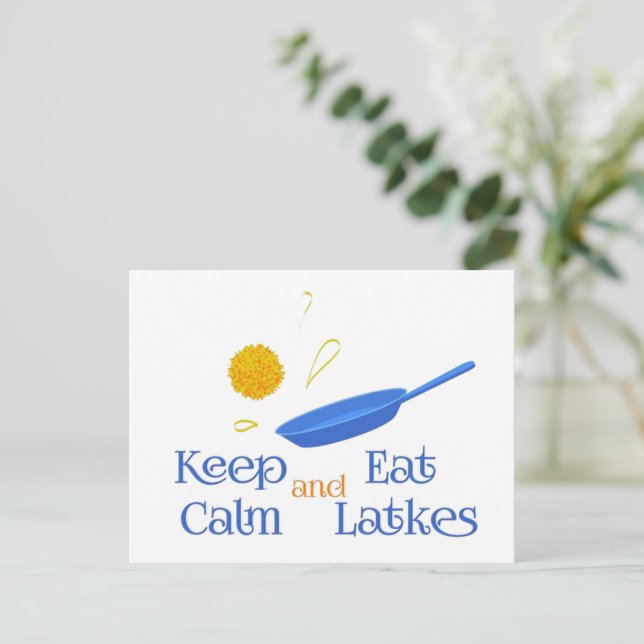 Postal Festiva Keep Calm and Eat Latkes (Anverso de pie)