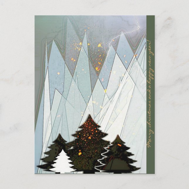 Postal Festiva Kerst - Kerstkaart bergen glitter (Anverso)