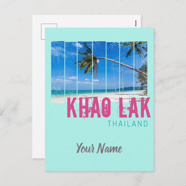 Postal Festiva Khao Lak Phang-Nga Souvenir Tailandés de Playa Vin (Anverso / Reverso)