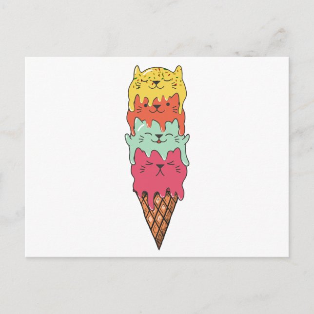 Postal Festiva Kitten de helado de gato lindo (Anverso)