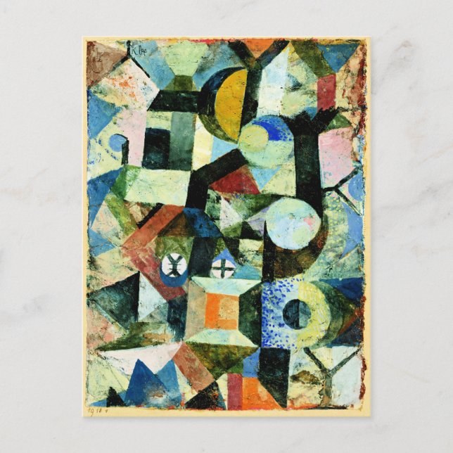 Postal Festiva Klee - Composición con la media luna amarilla (Anverso)