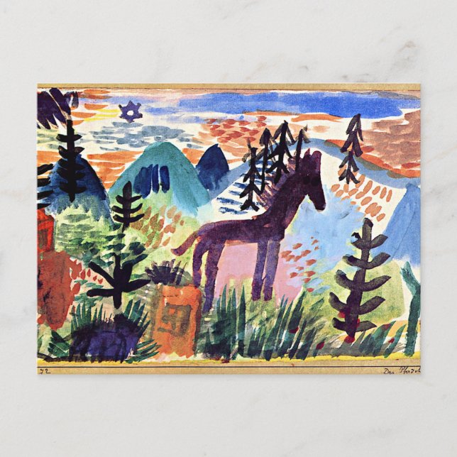 Postal Festiva Klee - El caballo, la famosa pintura (Anverso)