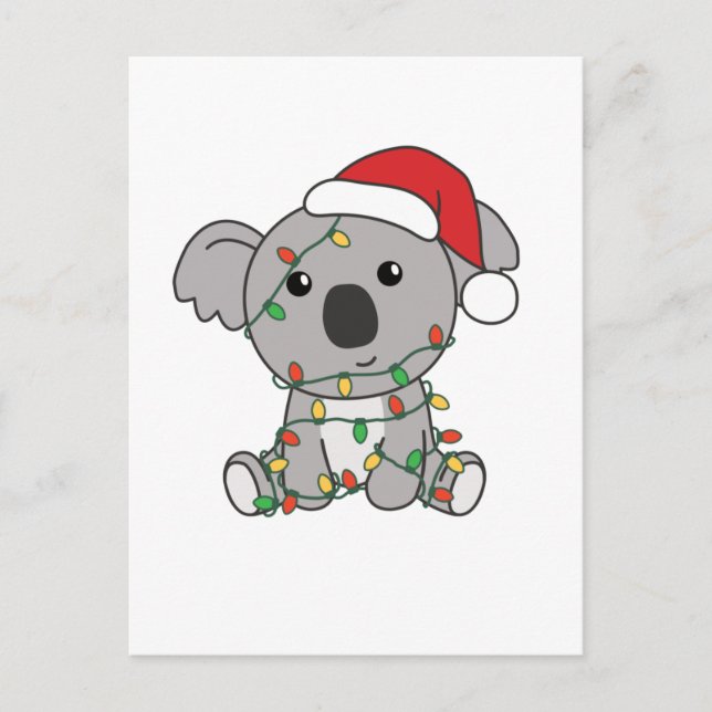 Postal Festiva Koala Navidades Animales de Invierno Koalas (Anverso)